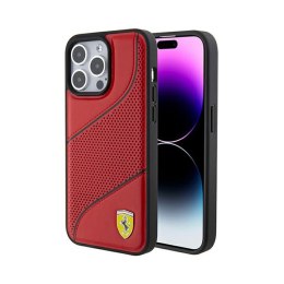 Ferrari Perforated Waves Metal Logo - Case for iPhone 15 Pro (Red)
