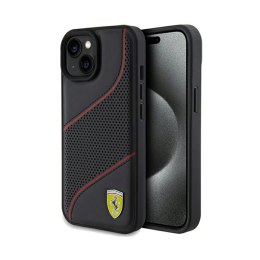 Ferrari Perforated Waves Metal Logo - iPhone 15 Case (Black)