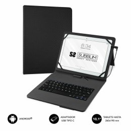 Case for Tablet and Keyboard Subblim SUBKT1USB001 Black Spanish Qwerty