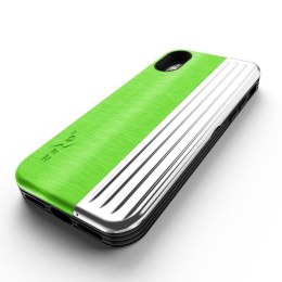 Zizo Retro Series - Wallet Back with Magnetic Closure and Built-In Kickstand for iPhone Xs /X (Neon Green/Silver)