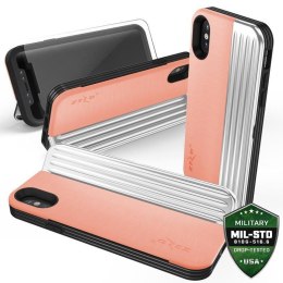 Zizo Retro Series - Wallet Back with Magnetic Closure and Built-In Kickstand for iPhone Xs / X (Peach/Silver)