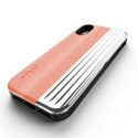 Zizo Retro Series - Wallet Back with Magnetic Closure and Built-In Kickstand for iPhone Xs / X (Peach/Silver)