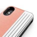 Zizo Retro Series - Wallet Back with Magnetic Closure and Built-In Kickstand for iPhone Xs / X (Peach/Silver)