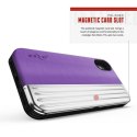 Zizo Retro Series - Wallet Back with Magnetic Closure and Built-In Kickstand for iPhone Xs /X (Purple/Silver)