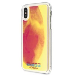 Guess Liquid Glitter Hearts - Case for iPhone Xs / X (Glow in the dark/Pink)