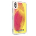 Guess Liquid Glitter Hearts - Case for iPhone Xs / X (Glow in the dark/Pink)