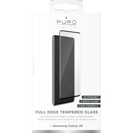 PURO Premium Full Edge Tempered Glass Case Friendly - Samsung Galaxy S20 Tempered Glass Protective Glass (black frame)