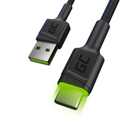 Cable Green Cell Ray USB Cable - USB-C 120cm with green LED backlight and support fast charging Ultra Charge, QC 3.0