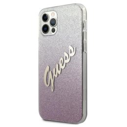 Guess Glitter Gradient Script - Case for iPhone 12 / iPhone 12 Pro (Pink)