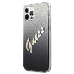 Guess Glitter Gradient Script - iPhone 12 / iPhone 12 Pro Case (Black)