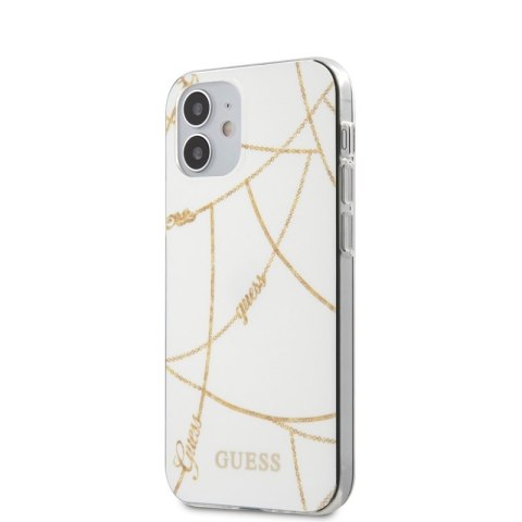 Guess Gold Chain - Case for iPhone 12 Mini (White)