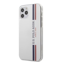 US Polo Assn Shiny Tricolor Stripes - Case for iPhone 12 / iPhone 12 Pro (white)