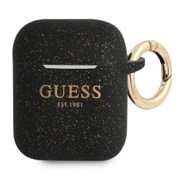 Guess Silicone Glitter Est - Case for Airpods (Black)