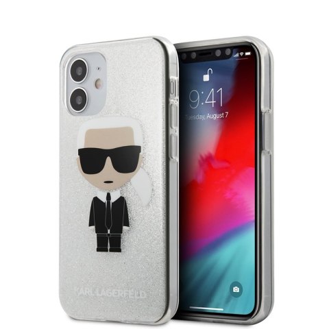 Karl Lagerfeld Iconik Glitter - Case for iPhone 12 Mini (Silver)