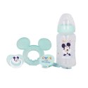 Mickey Mouse - Baby set (bottle with nipple 240ml, anatomical teat, teether, teether holder) (Cool)