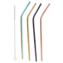 Alpina - Stainless steel drinking straws 4 pcs + cleaning brush