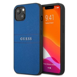 Guess Saffiano Metal Logo Stripes - Case for iPhone 13 mini (Blue)