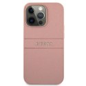 Guess Saffiano Mteal Logo Stripes - Case for iPhone 13 Pro Max (Pink)