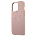 Guess Saffiano Mteal Logo Stripes - Case for iPhone 13 Pro Max (Pink)