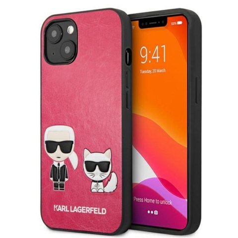 Karl Lagerfeld PU Leather Karl & Choupette Embossed - Case for iPhone 13 Mini (Fuchsia)