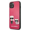 Karl Lagerfeld PU Leather Karl & Choupette Embossed - Case for iPhone 13 Mini (Fuchsia)