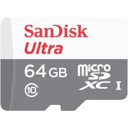 SanDisk Ultra microSDXC - 64GB Class 10 UHS-I 80MB/s memory card with an adapter