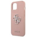 Guess Saffiano 4G Big Silver Logo - Case for iPhone 13 mini (Pink)