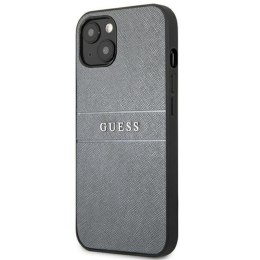 Guess Saffiano Metal Logo Stripes - Case for iPhone 13 mini (Grey)