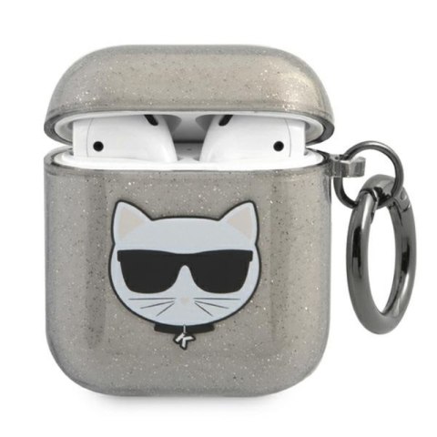 Karl Lagerfeld Choupette Head Glitter - Case for Airpods (black)