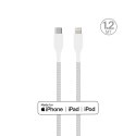 PURO Fabric Ultra Strong - Heavy duty braided cable USB-C / Lightning MFi 1.2m (white)