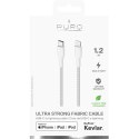 PURO Fabric Ultra Strong - Heavy duty braided cable USB-C / Lightning MFi 1.2m (white)