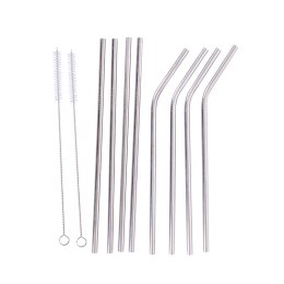 Alpina - eco-friendly multi-use metal straws with cleaning brushes (8+2 pcs.)