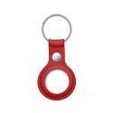 Crong Leather Case with Key Ring - Leather protective pendant case for Apple AirTag (Red)