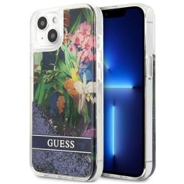 Guess Liquid Glitter Flower - Cover for iPhone 13 mini (Blue)