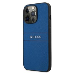 Guess Saffiano Metal Logo Stripes - Case for iPhone 13 Pro (Blue)