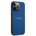 Guess Saffiano Metal Logo Stripes - Case for iPhone 13 Pro (Blue)