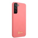 Guess Silicone Script Metal Logo - Cover for Samsung Galaxy S22+ (Fuchsia)