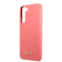 Guess Silicone Script Metal Logo - Cover for Samsung Galaxy S22+ (Fuchsia)