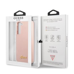 Guess Silicone Script Metal Logo - Cover for Samsung Galaxy S22+ (Pink)