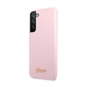 Guess Silicone Script Metal Logo - Cover for Samsung Galaxy S22+ (Pink)