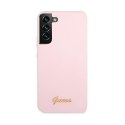 Guess Silicone Script Metal Logo - Cover for Samsung Galaxy S22+ (Pink)