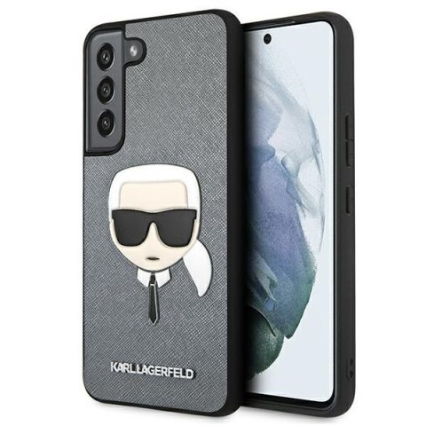 Karl Lagerfeld Saffiano Ikonik Karl`s Head - Case for Samsung Galaxy S22+ (Silver)