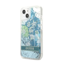 Guess Liquid Glitter Flower - Cover for iPhone 13 (Blue/Green)