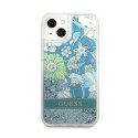 Guess Liquid Glitter Flower - Cover for iPhone 13 (Blue/Green)