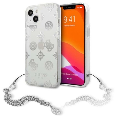 Guess Peony Chain Handle - Case for iPhone 13 mini (Silver)