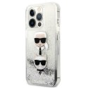 Karl Lagerfeld Liquid Glitter Karl & Choupette Head - Case for iPhone 13 Pro Max (Silver)