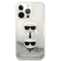 Karl Lagerfeld Liquid Glitter Karl & Choupette Head - Case for iPhone 13 Pro Max (Silver)