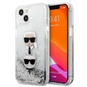 Karl Lagerfeld Liquid Glitter Karl & Choupette Head - Case for iPhone 13 mini (Silver)