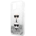 Karl Lagerfeld Liquid Glitter Karl & Choupette Head - Case for iPhone 13 mini (Silver)