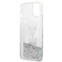 Karl Lagerfeld Liquid Glitter Karl & Choupette Head - Case for iPhone 13 mini (Silver)